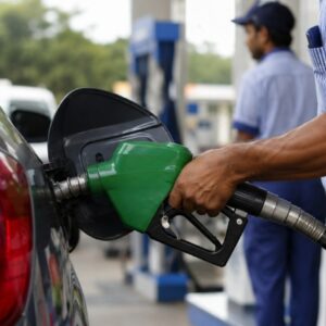 A representative image of a vehicle being refueled at a petrol station in India