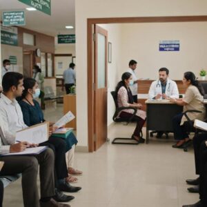 Candidates attending a walk-in interview for Driver, Pharmacist, and Blood Bank Technician vacancies at Kalpetta General Hospital.