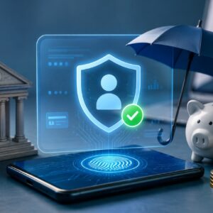 Illustration representing the CKYC 2.0 digital KYC system for banking, insurance, and investment services in India.