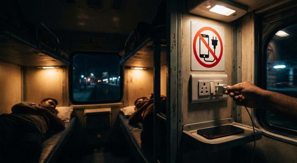 Indian Railways train mobile charging restrictions from 11 PM to 5 AM for passenger safety